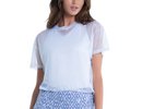 Lucky in love All About Ikat Pearlized Mesh Short Sleeve Top - metallic silver
