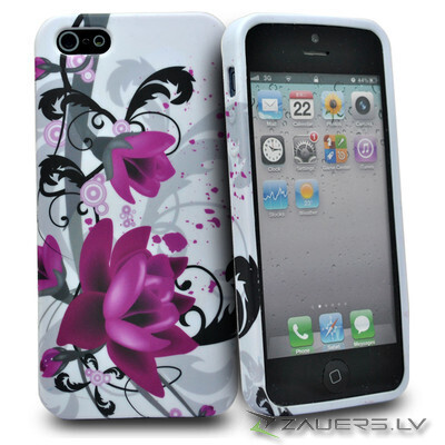 Apple iPhone 5 white rose floral design silicone case cover bumper maks