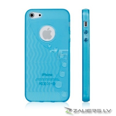 Apple iPhone 5 Light Blue Circles silicone gel back case bumper cover