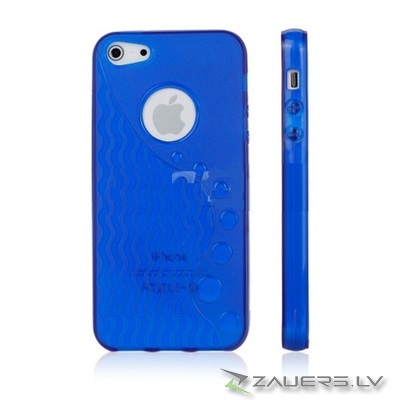 Apple iPhone 5 Dark Blue Circles & Curls silicone back case cover bumper maks
