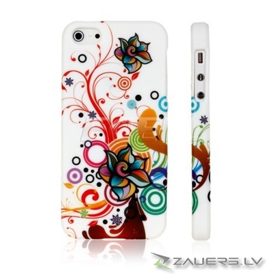Apple iPhone 5 White Flower Swirl silicone gel back case cover bumper maks