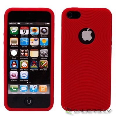 Apple iPhone 5 Red Silicone Case Cover Bumper Swirl maks