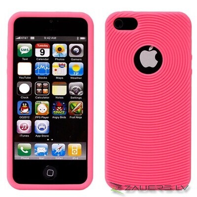 Apple iPhone 5 Hot Pink Silicone Case Cover Bumper Swirl maks