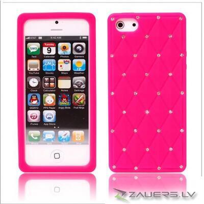Apple iPhone 5 Luxury Diamond Hot Pink Silicone Case Cover Bumper maks 