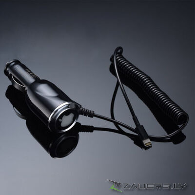 Apple iPhone 5/5S/5C iPad 4/5 Air Mini LED Logo 5V 2A Car Charger Black auto lādētājs uzlādes ierīce