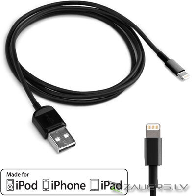 Apple iPhone 5 iPod Touch 5 Nano 7 iPad 4 Retina Mini data cable charger black datu kabelis lādētājs