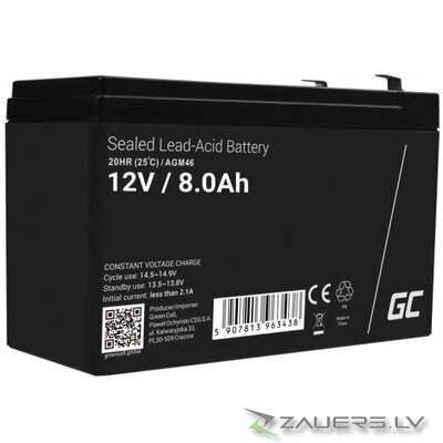 Green Cell AGM46 industrial rechargeable battery Sealed Lead Acid (VRLA) 8000 mAh 12 V