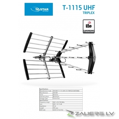Estar Antenna T-1115 UHF Triplex LTE Black