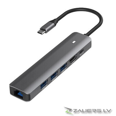 Extra digital Adapter USB Type-C - HDMI, LAN, 3x USB 3.0 Type-A, USB Type-C PD100W